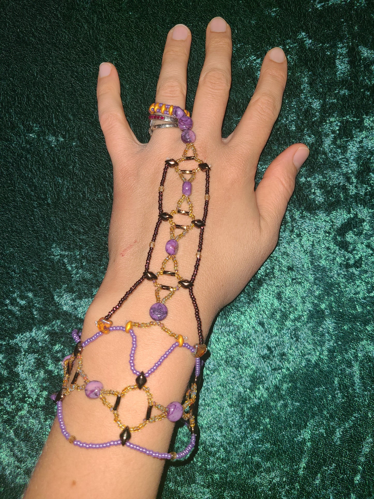Bronze and Purple Agate Honeycomb Helix Bracelet