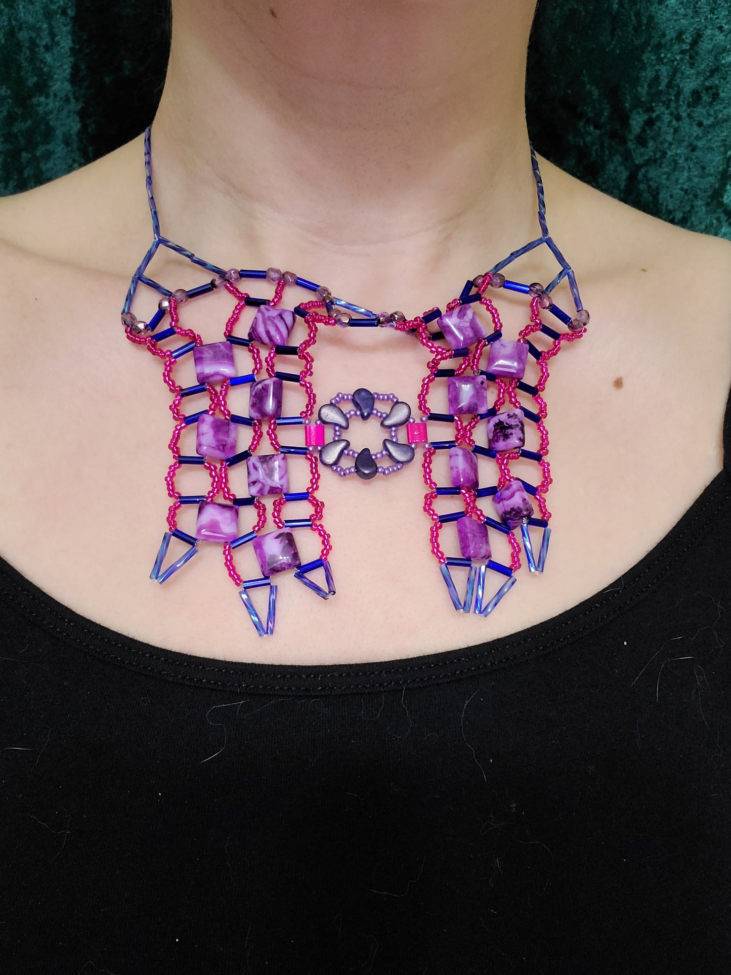 Purple Crazy Lace Agate Temple of Isis Necklace