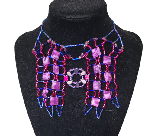 Purple Crazy Lace Agate Temple of Isis Necklace