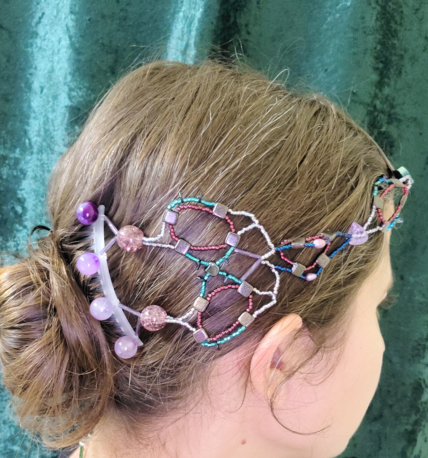 Purple and Teal Orbital Rings Hair Jewelry