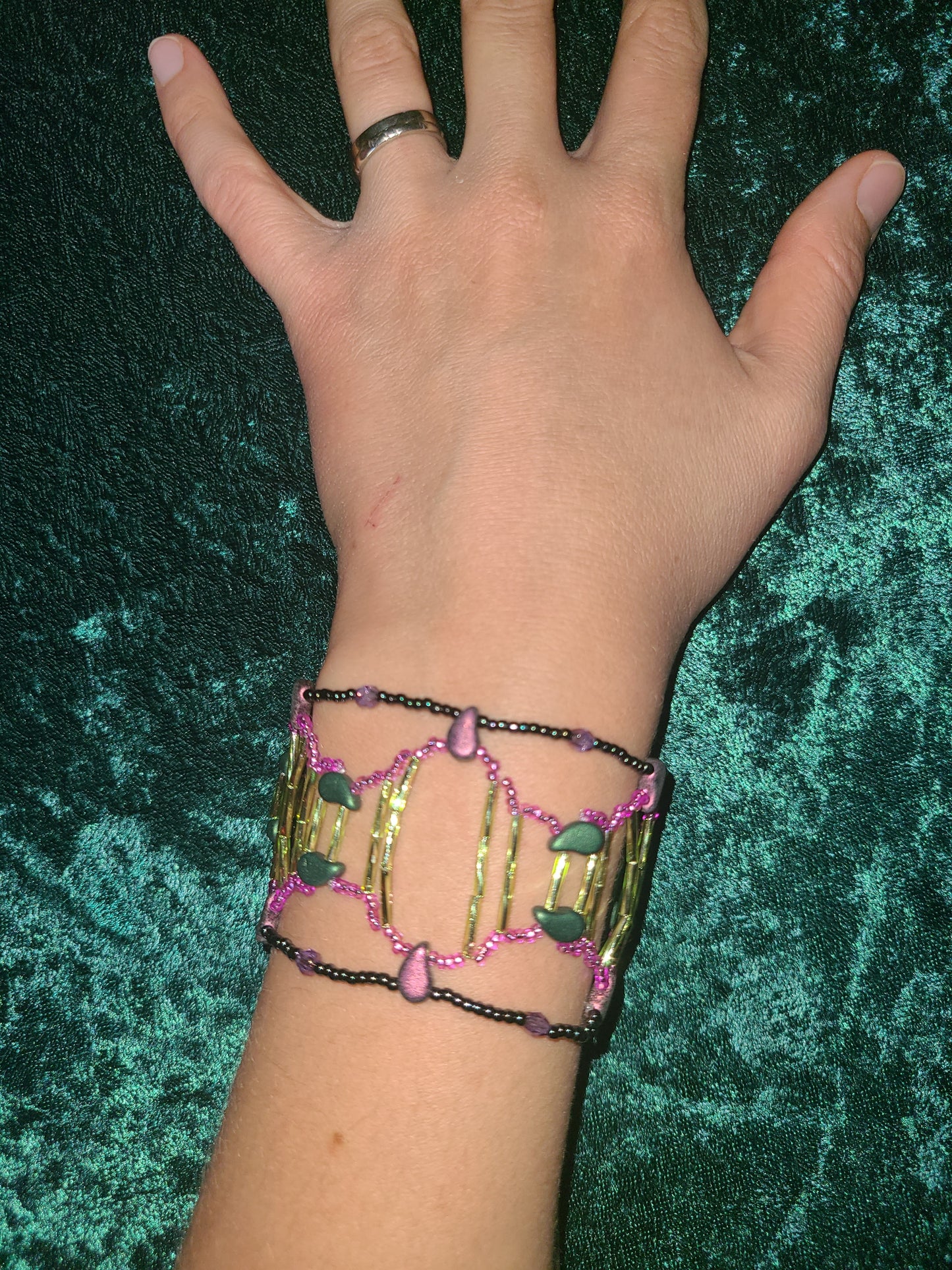 Purple and Lime Skeletal Spiral Bracelet