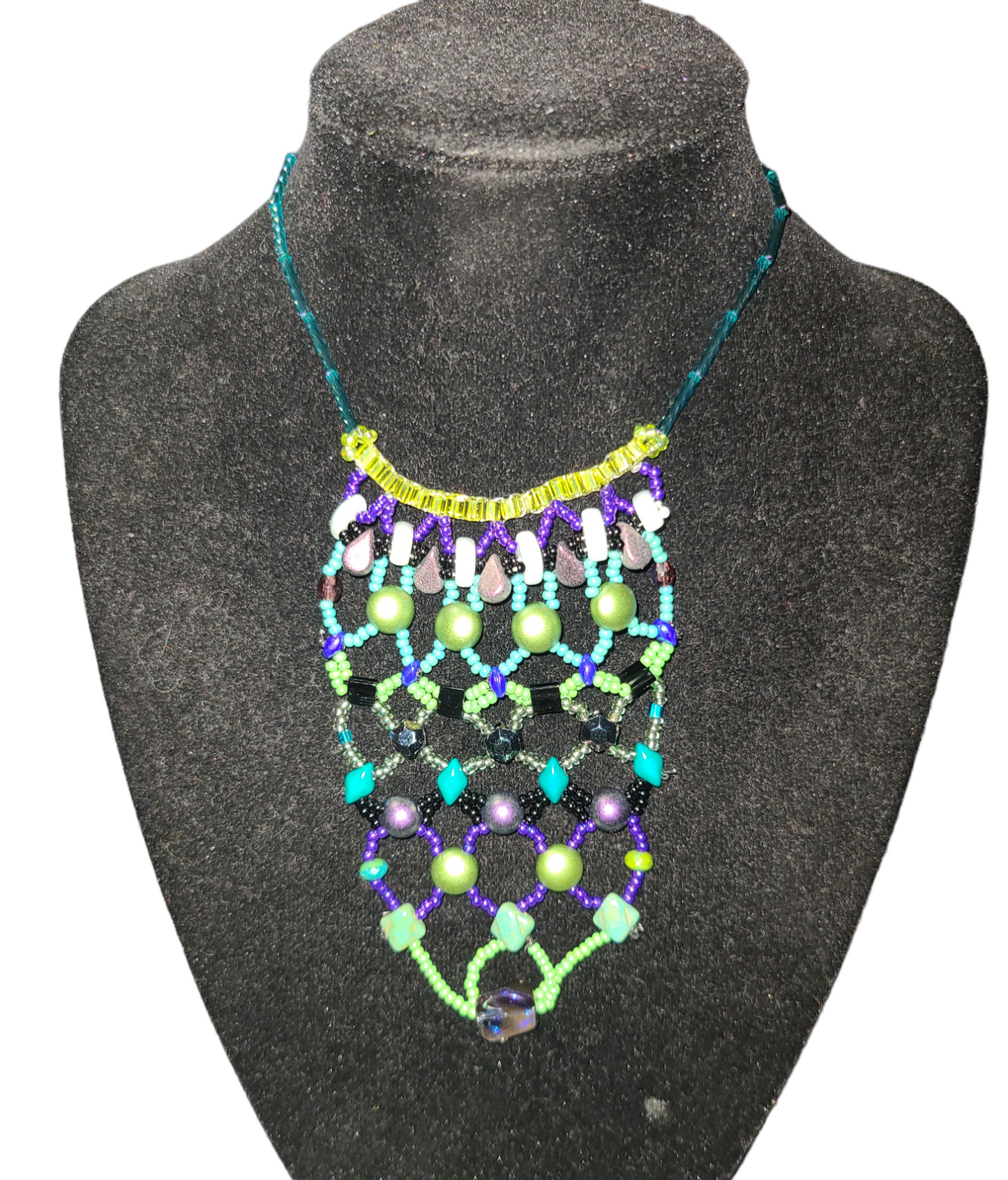 Purple and lime statement necklace