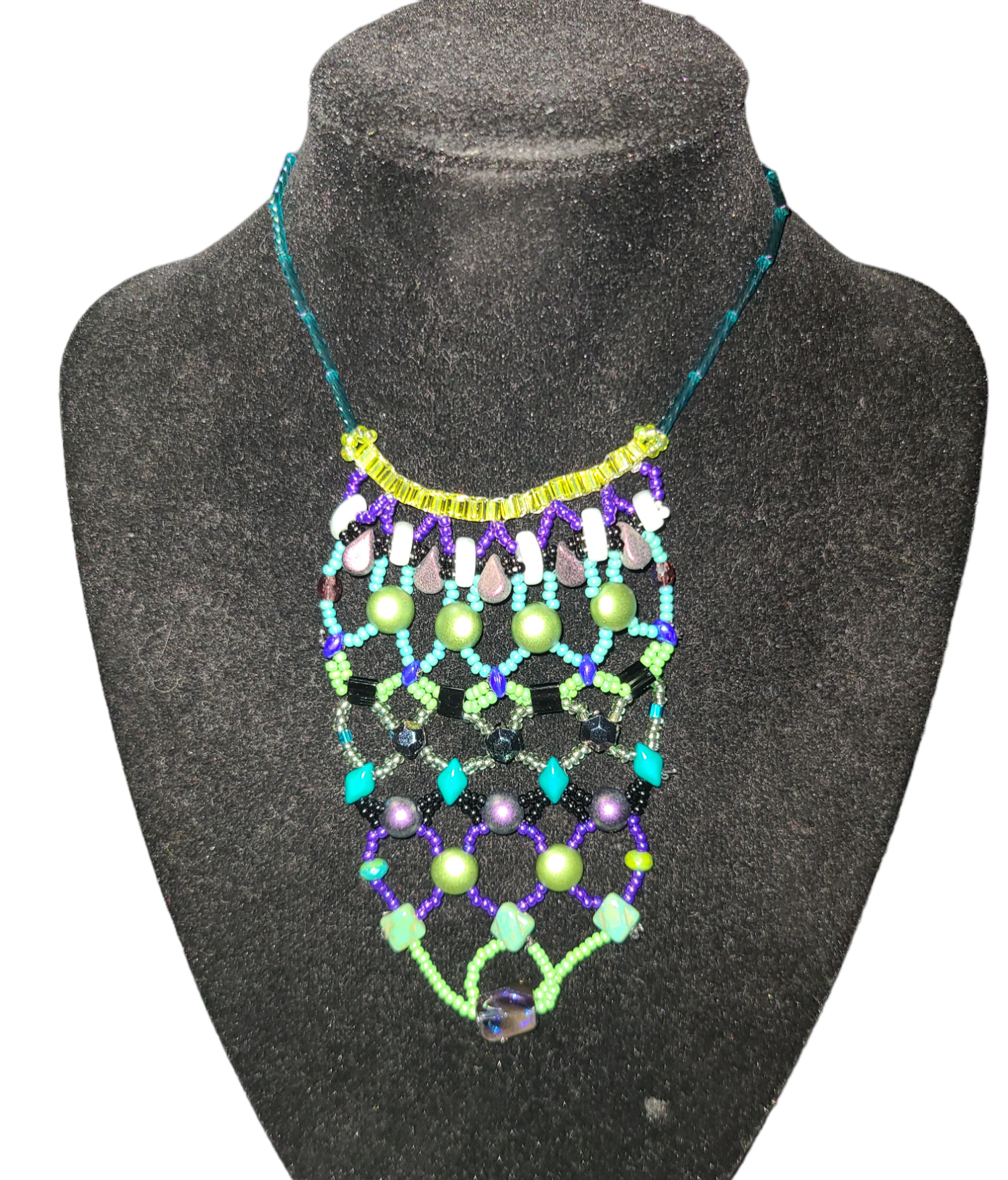 Purple and lime statement necklace