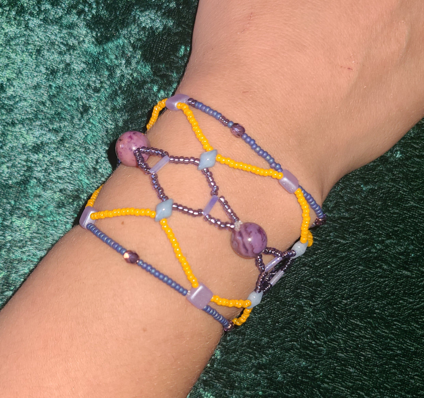 Purple Crazy Lace Agate Helix Honeycomb Bracelet