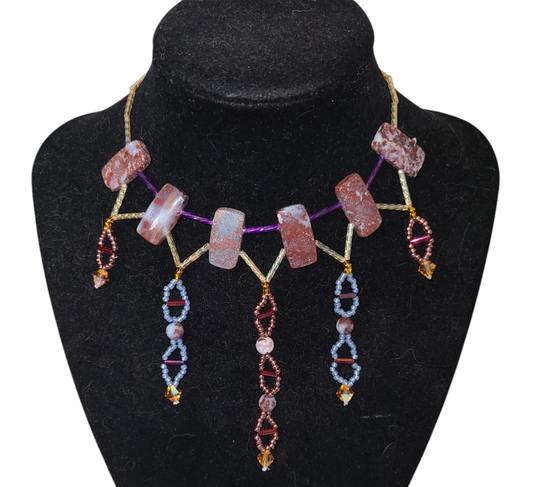 Red Lightning Agate Delphic Helix Necklace