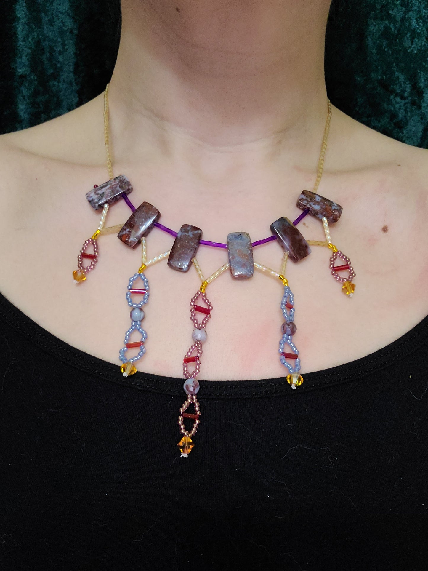 Red Lightning Agate Delphic Helix Necklace