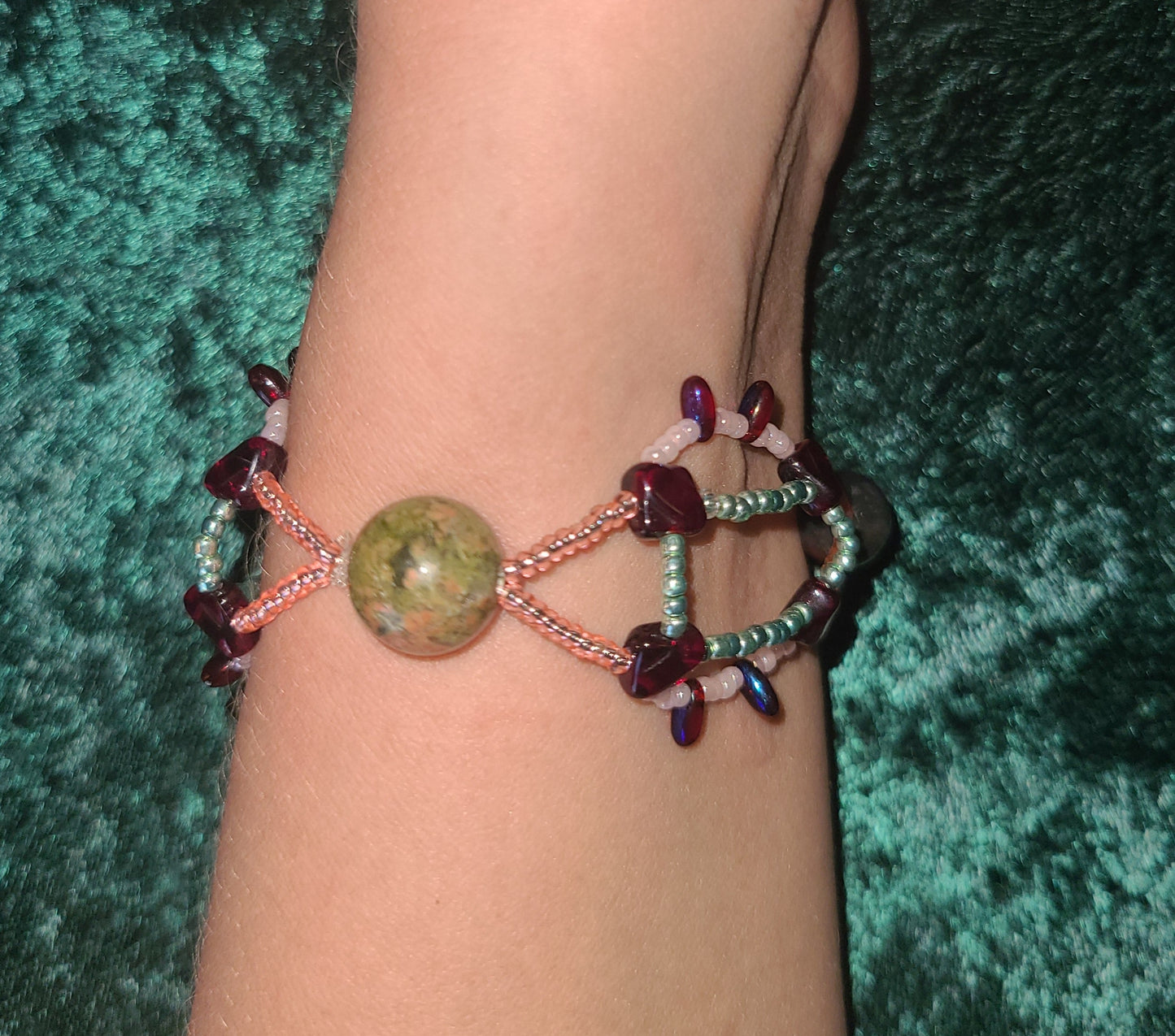 Red and Peach Rhythmic Waves Bracelet