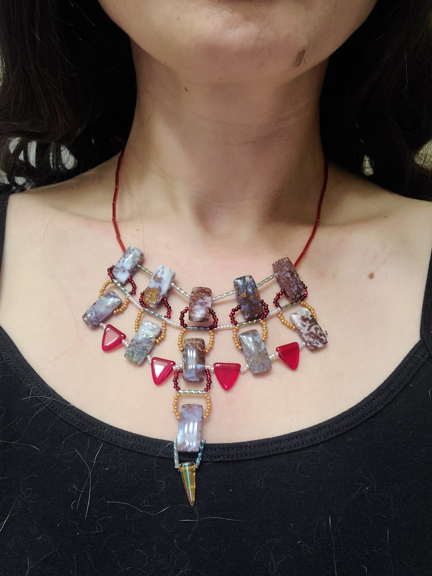 Red Lightning Agate Desert Dusk Necklace