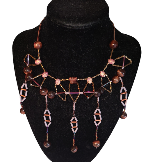 Red tiger eye kaleidoscope statement necklace
