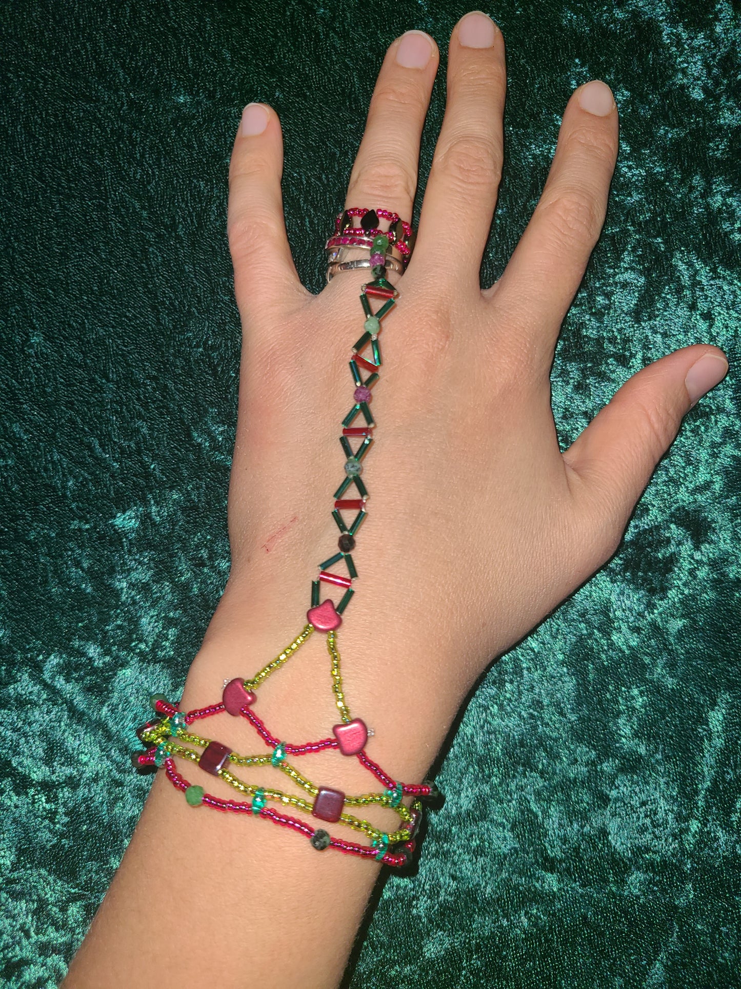 Ruby Zoisite Hand Chain