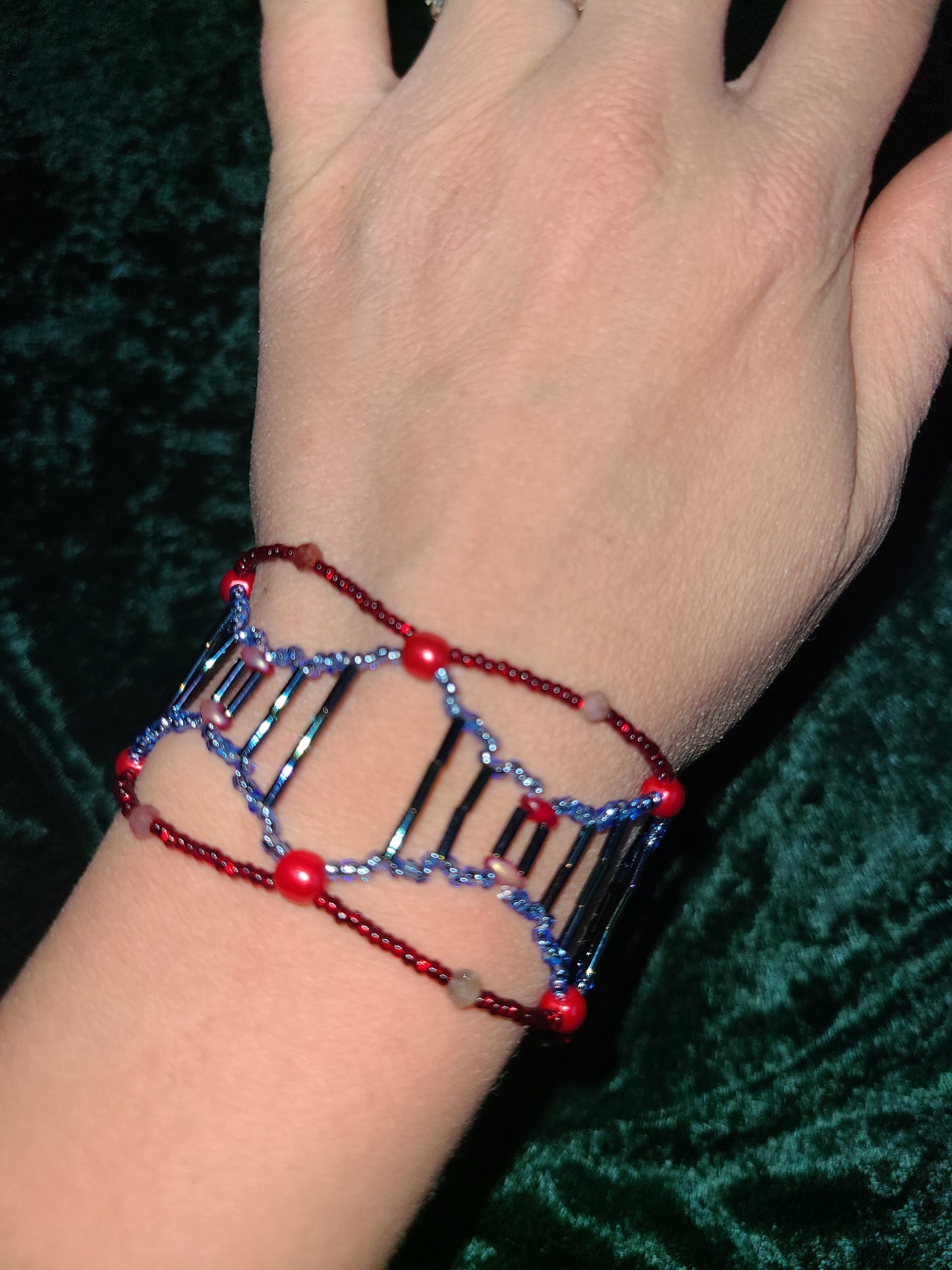 Ruby Sapphire Skeletal Spiral Bracelet
