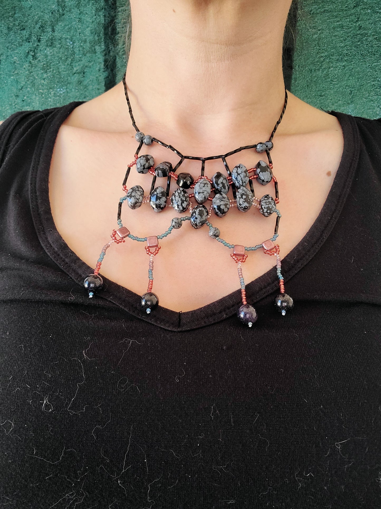 Snowflake Obsidian Starlit Sands Necklace