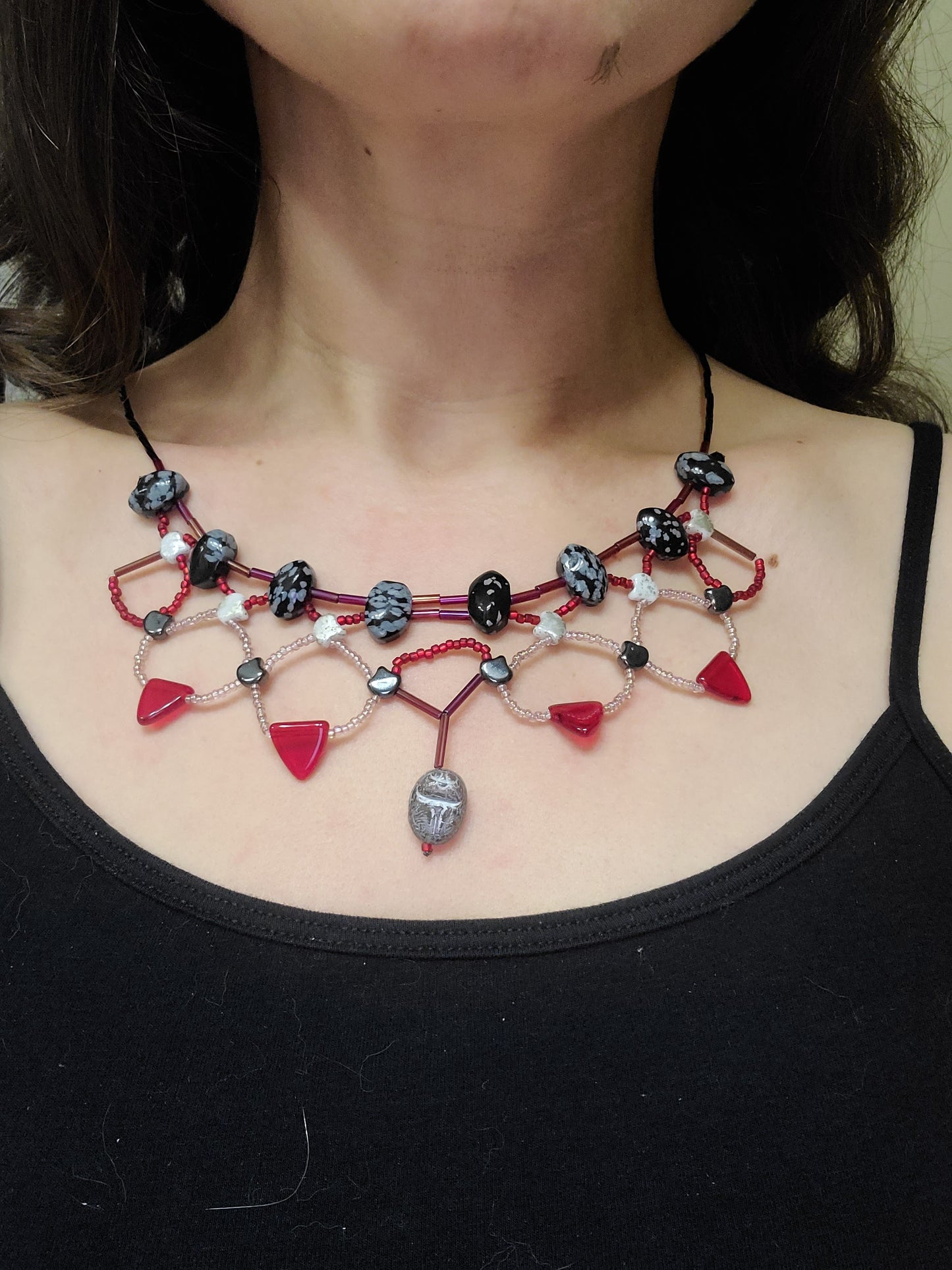 Snowflake Obsidian Cleopatra Necklace