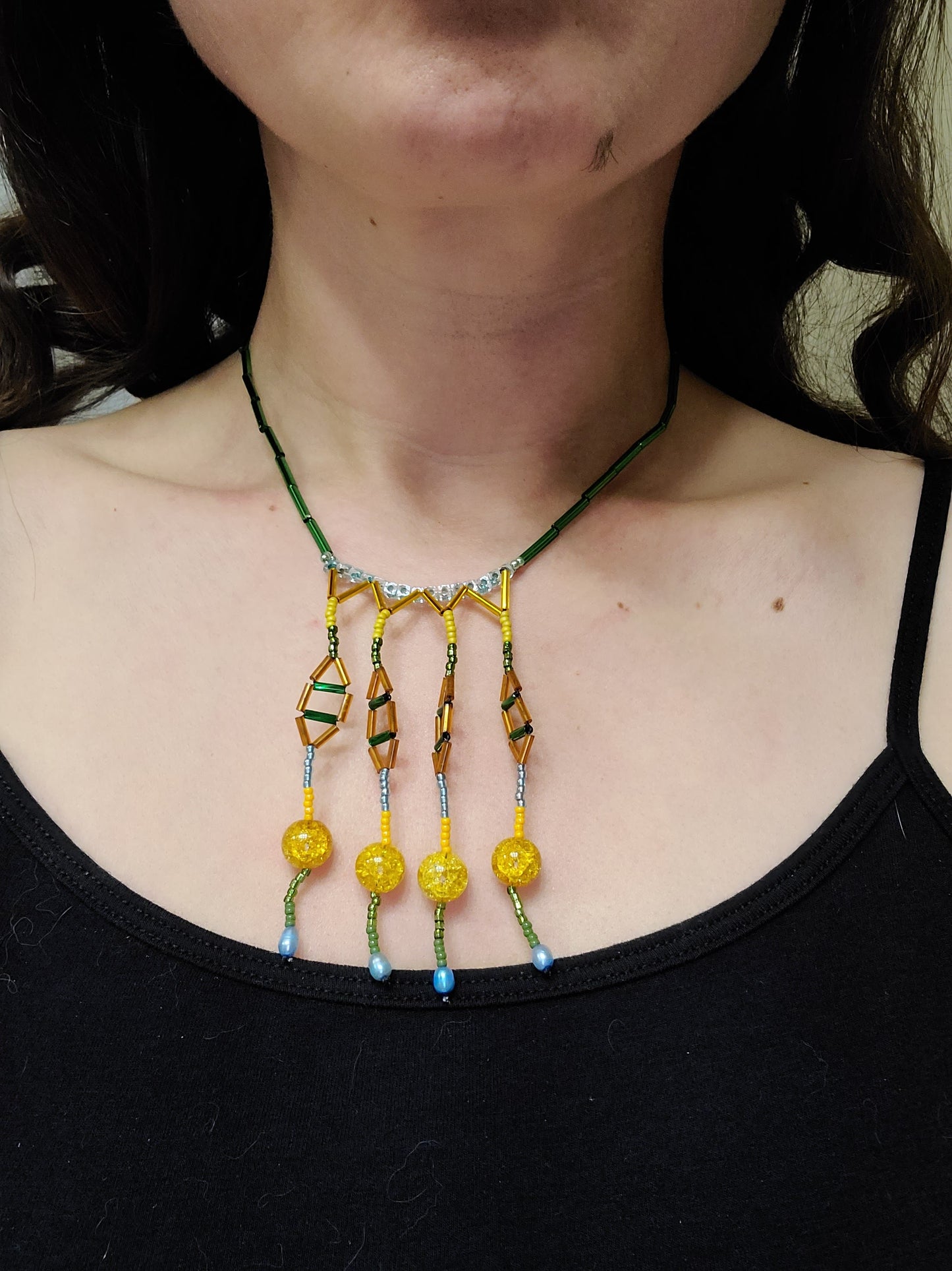 Tangerine Chandelier Fringe Necklace