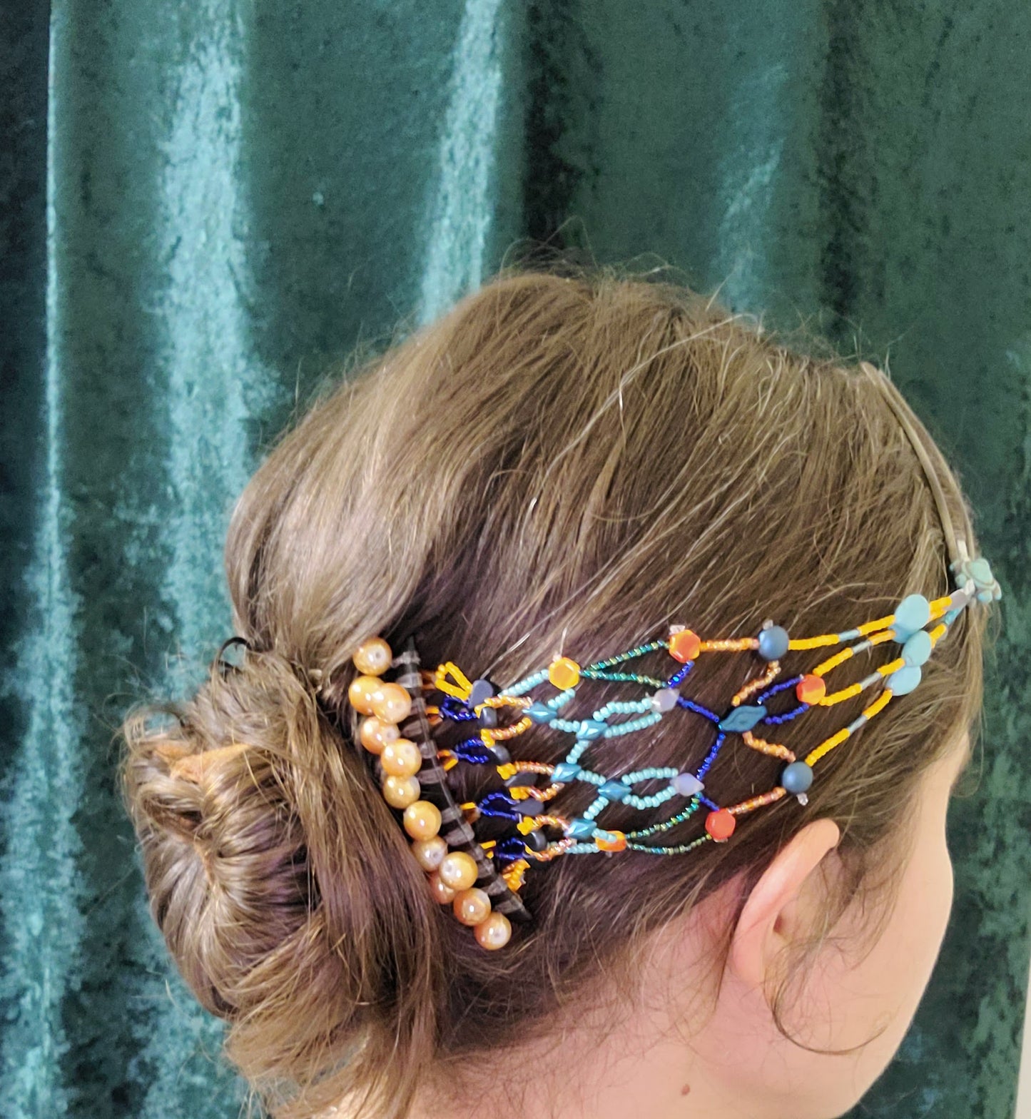 Teal and Gold Sunset Bramble Bracelet