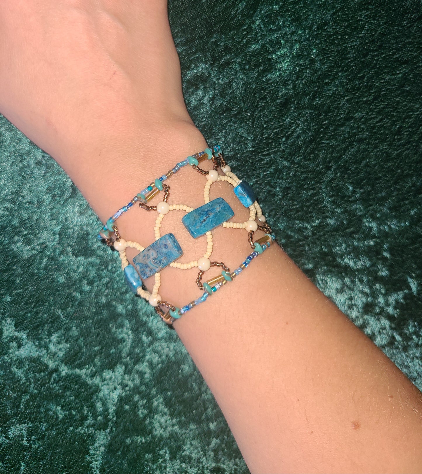 Teal Crazy Lace Agate Bohemian Dreamweave Bracelet