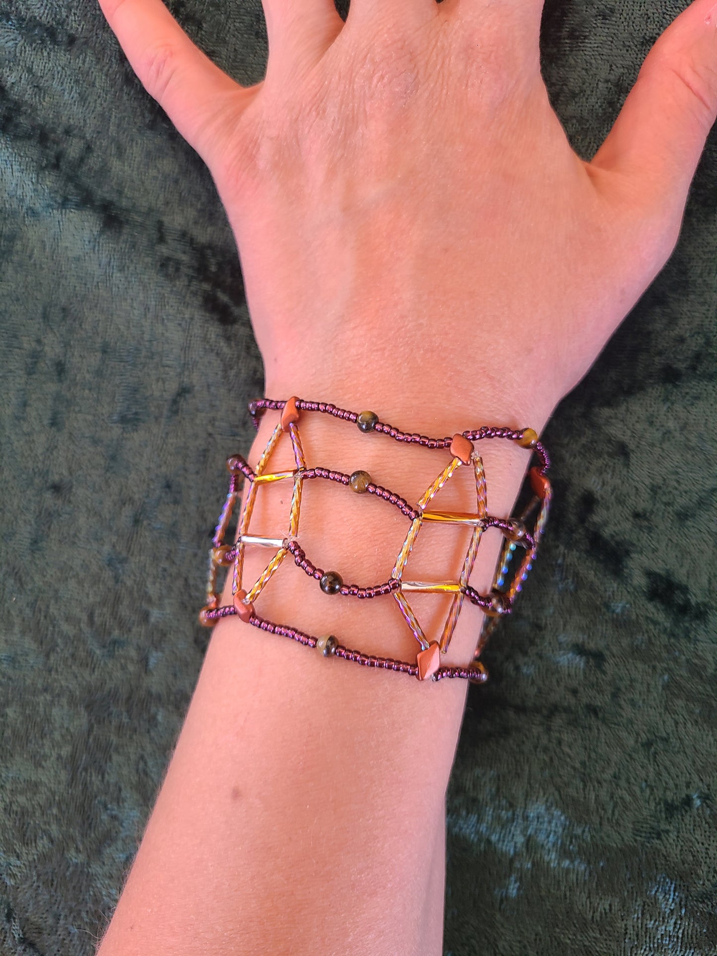 Tiger Eye Meridian Mesh Bracelet