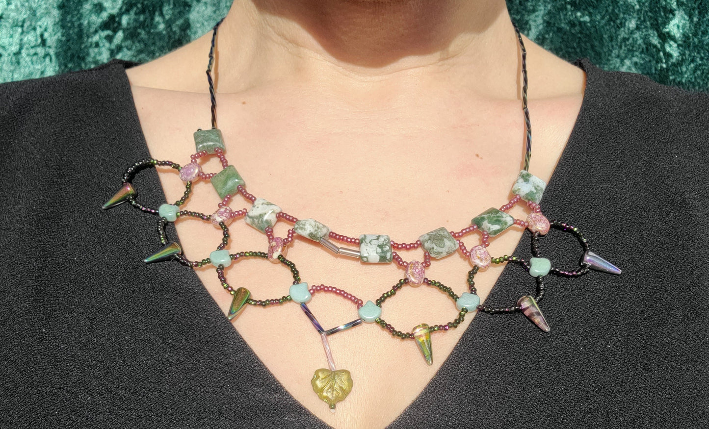 Autumn Forest Tree Agate Cleopatra Necklace