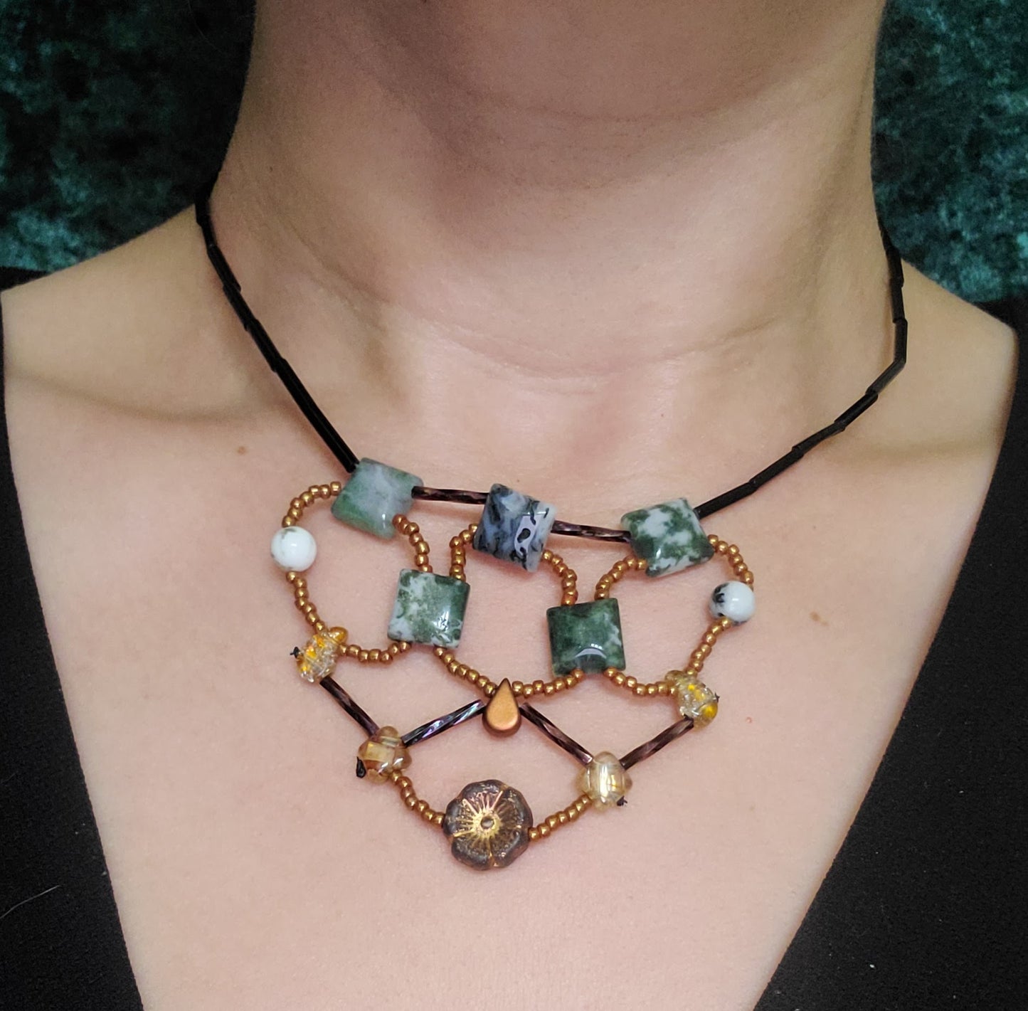 Autumn Tree Agate Mosaic Canyon Necklace
