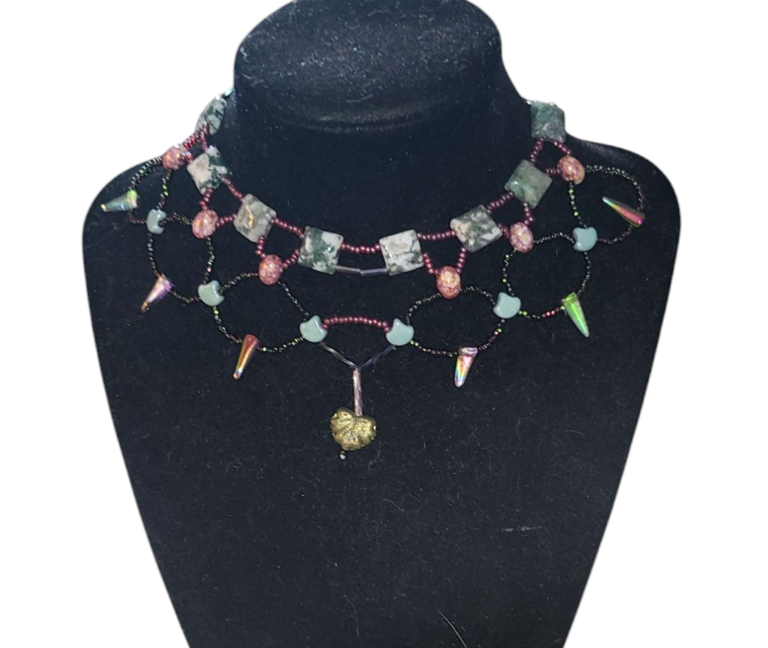 Autumn Forest Tree Agate Cleopatra Necklace