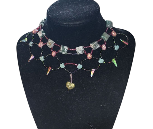 Autumn Forest Tree Agate Cleopatra Necklace