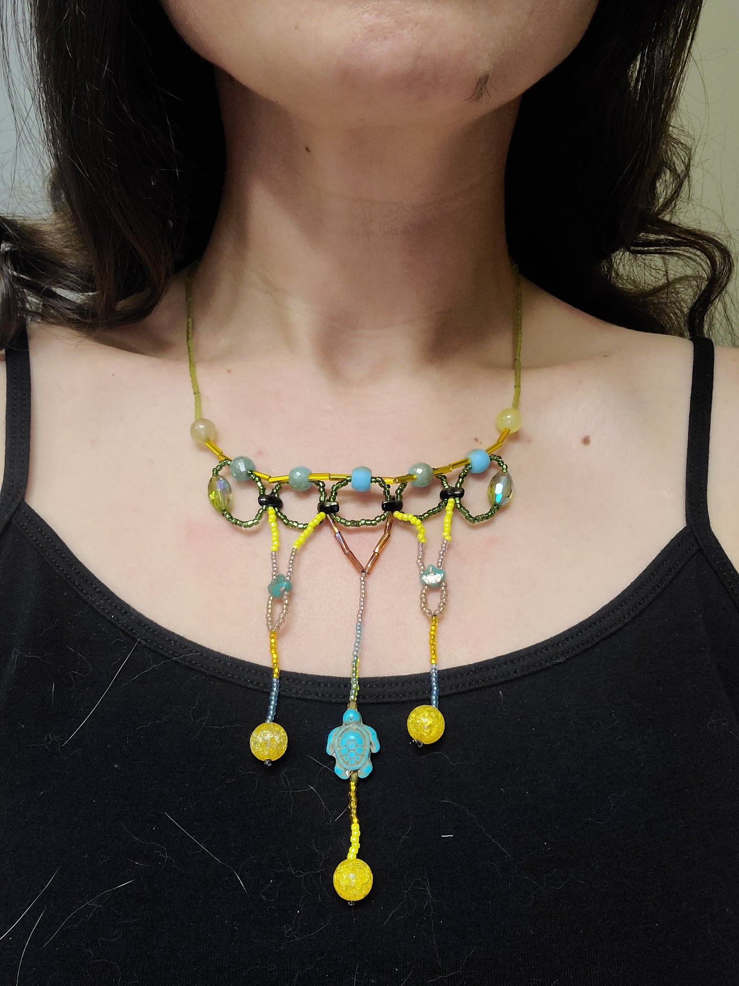 Teal Turtle Ethereal Cascade Necklace