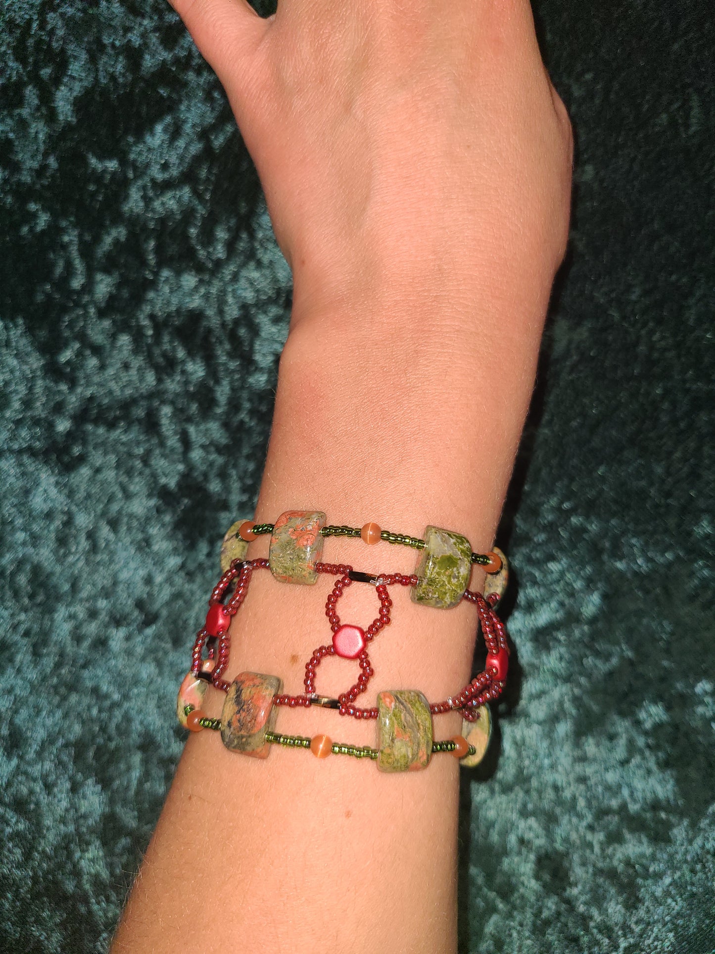 Unakite Midnight Mosaic Bracelet
