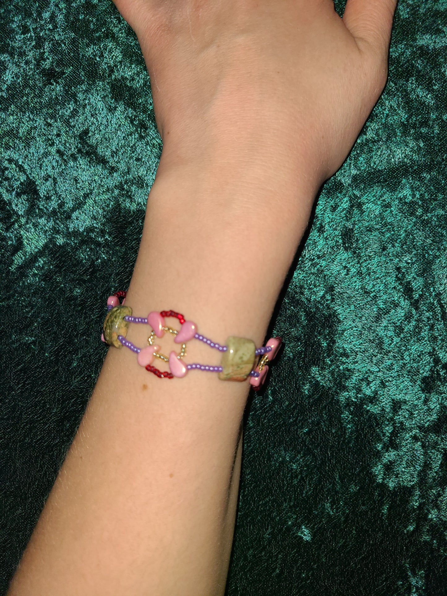 Unakite Infinity Paisley Bracelet