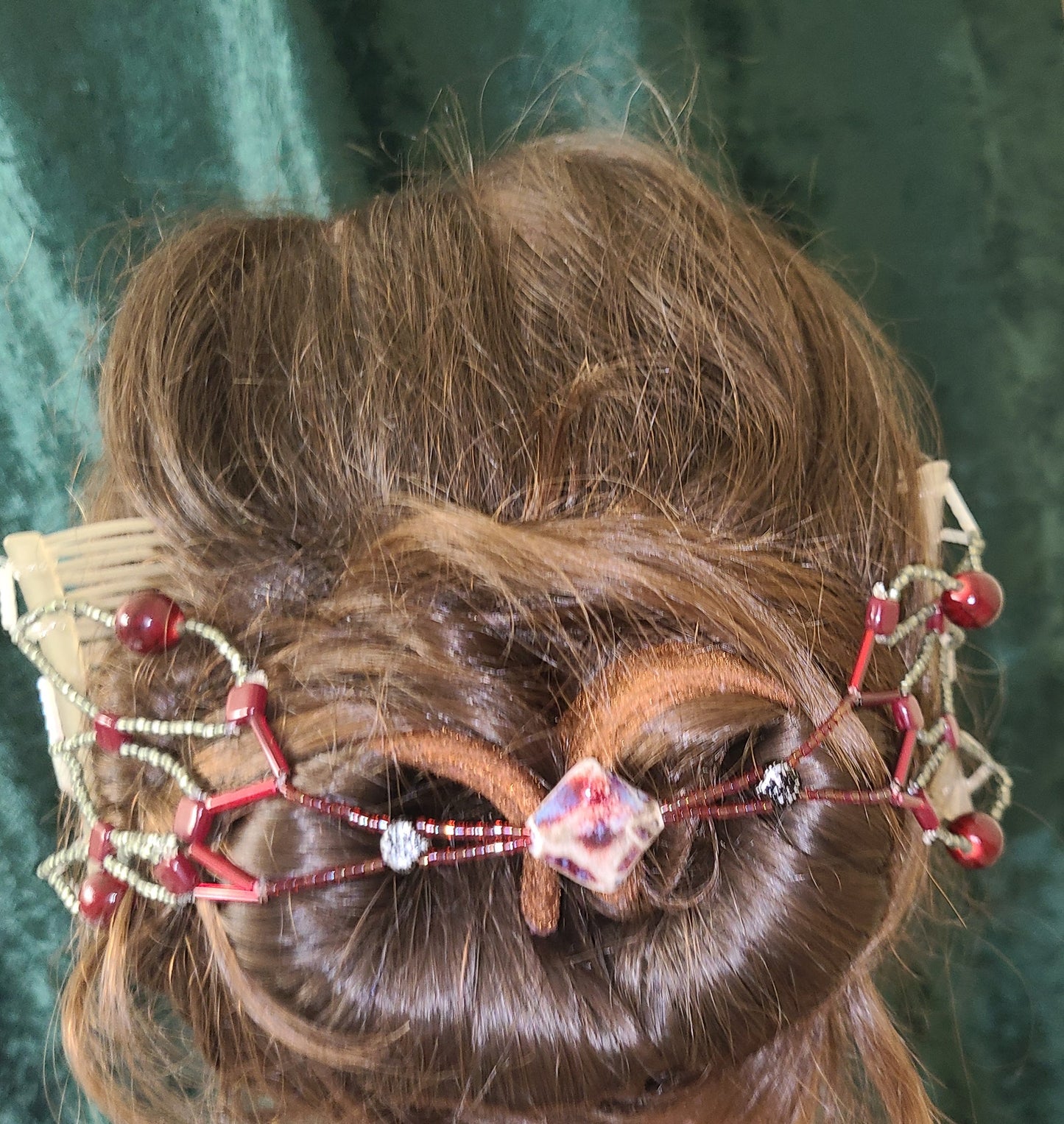 Wine Red Nebula Comb Hair Jewelry
