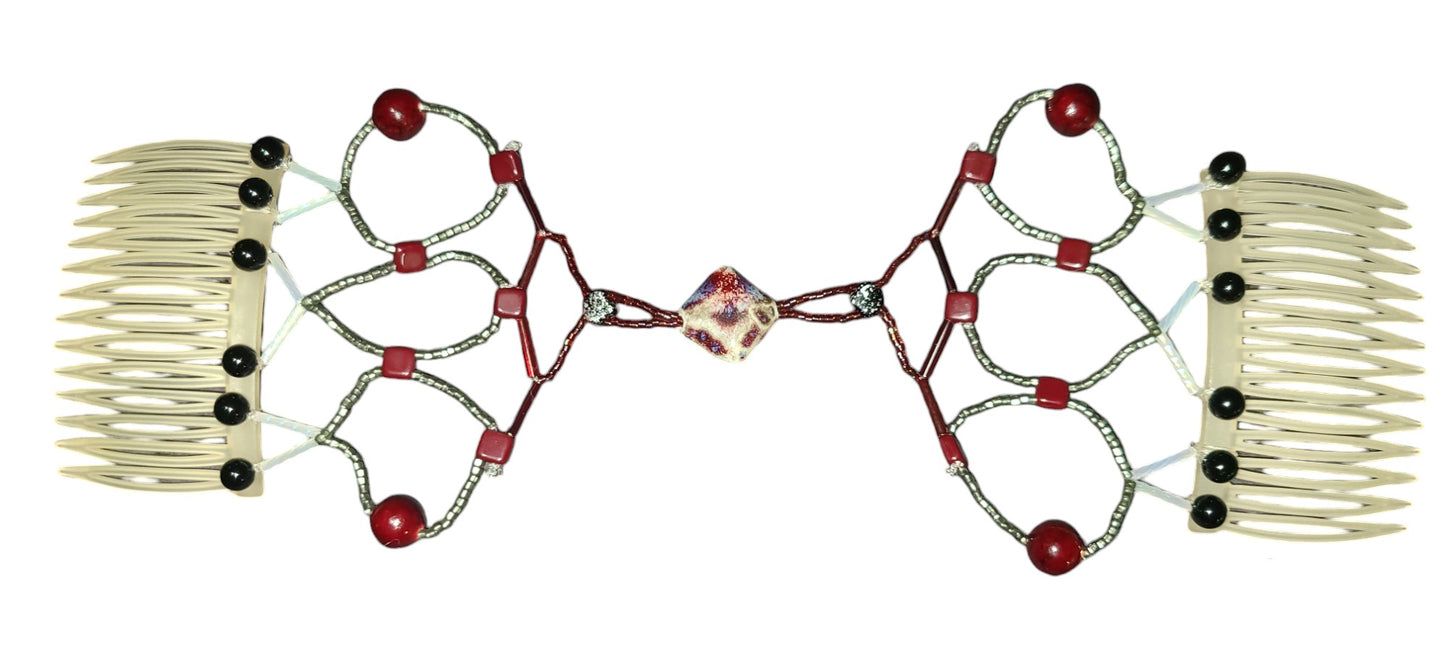 Wine Red Nebula Comb Hair Jewelry