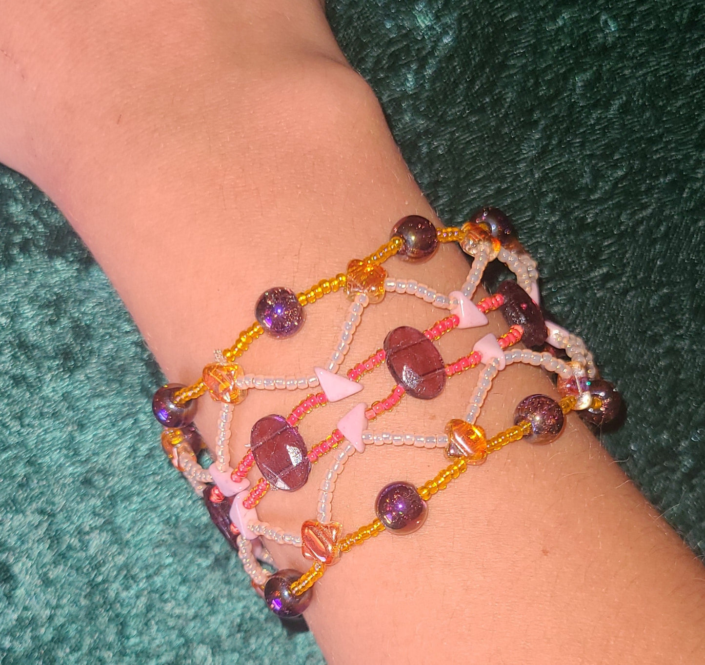 Purple, Pink and Orange Boho Mosaic Bracelet