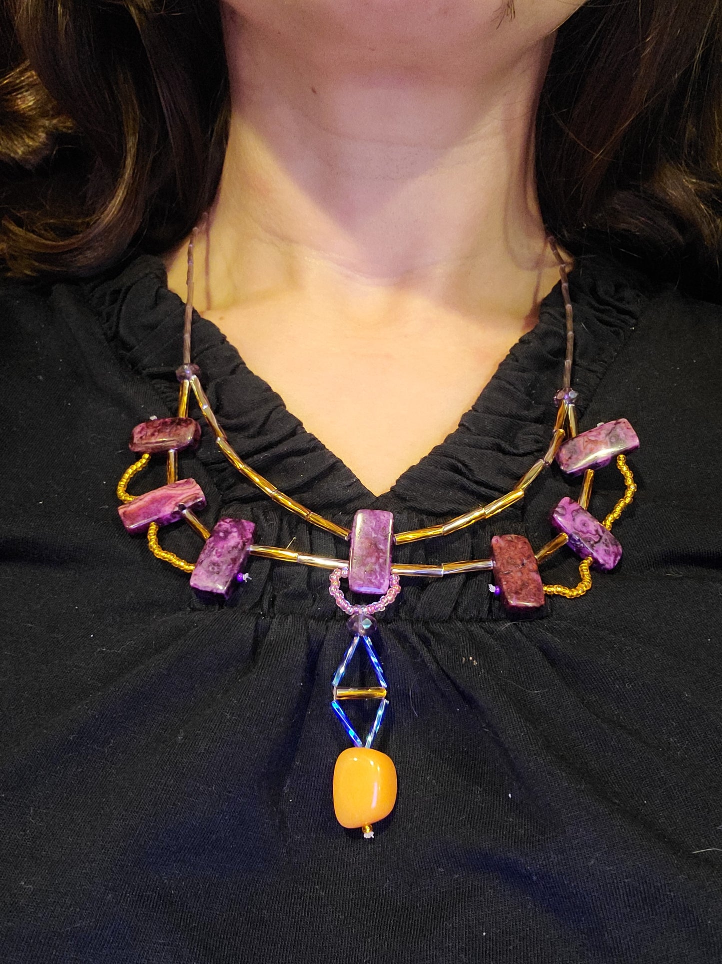 Purple Crazy Lace Agate Phoenix Necklace