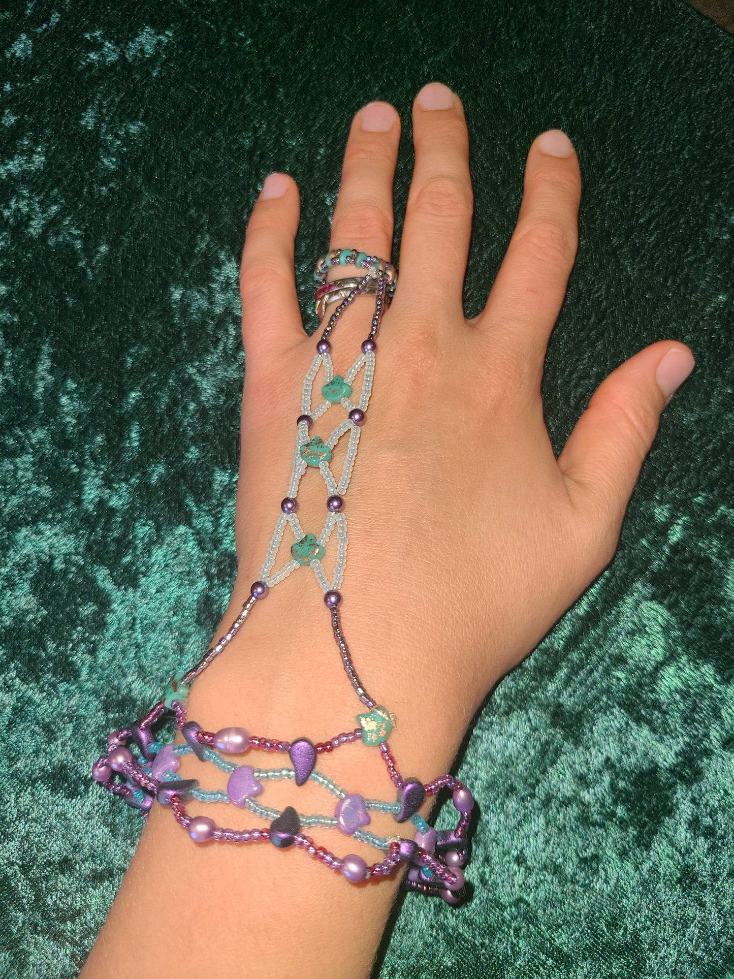 Purple and Mint Hand Chain