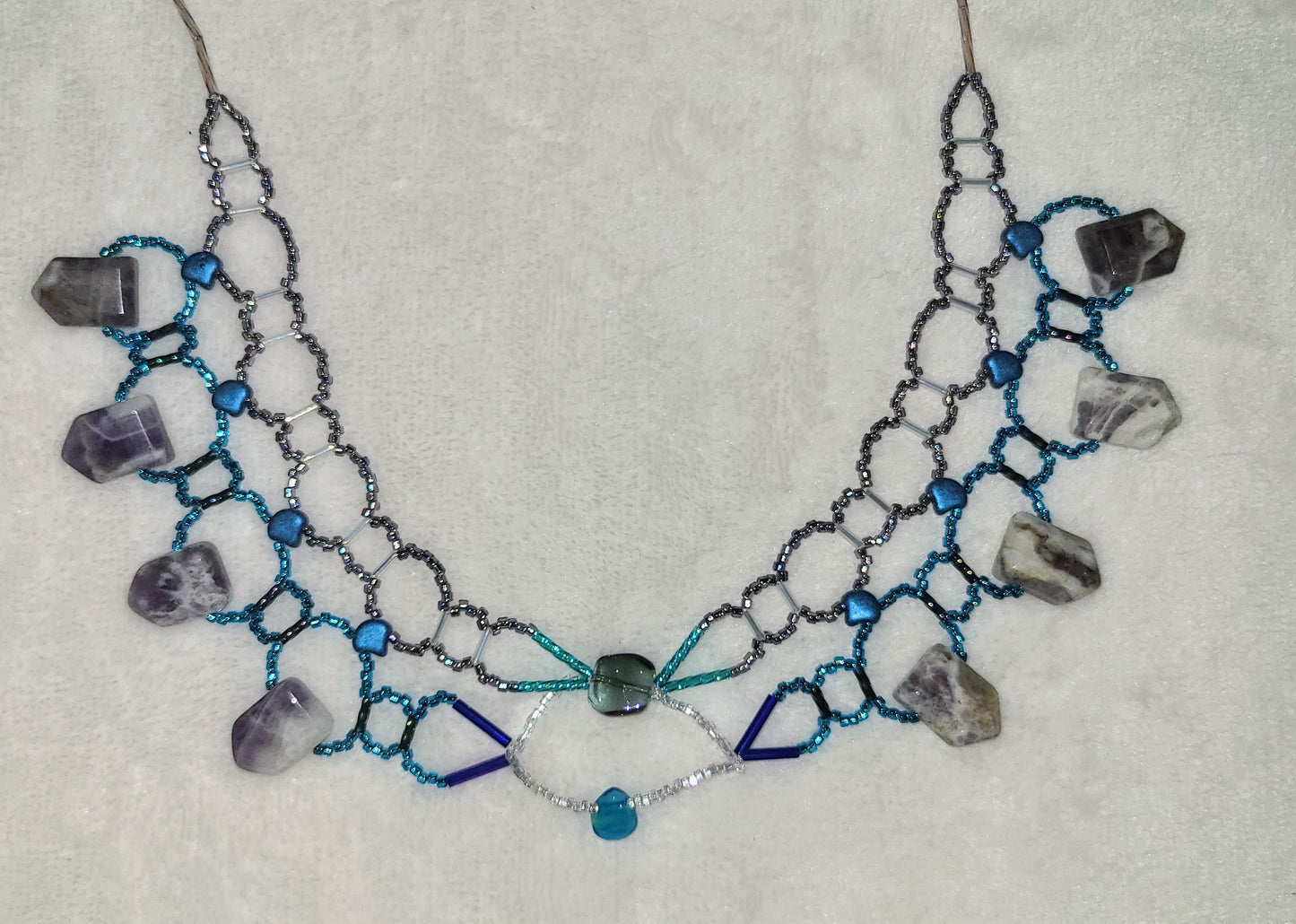 Ocean Amethyst Burnished Collar Necklace
