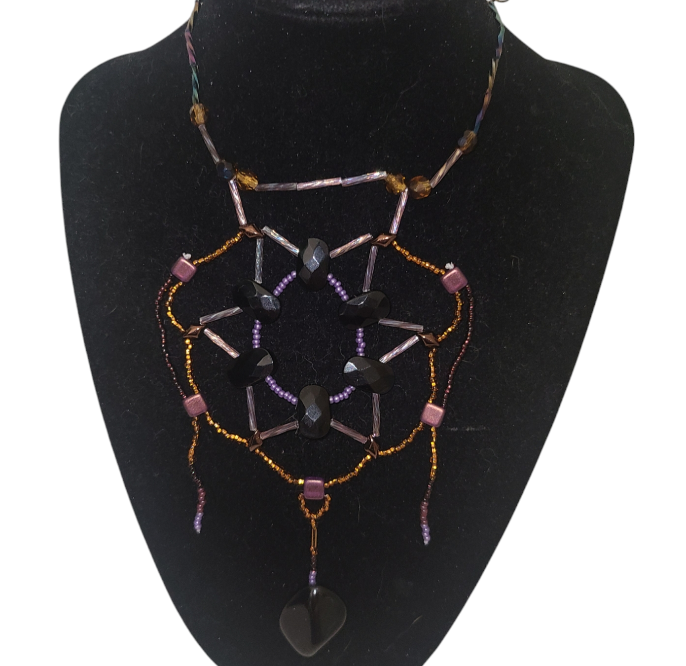 Obsidian Celtic Chainwork Necklace