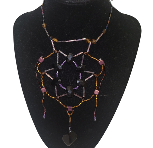 Obsidian Celtic Chainwork Necklace