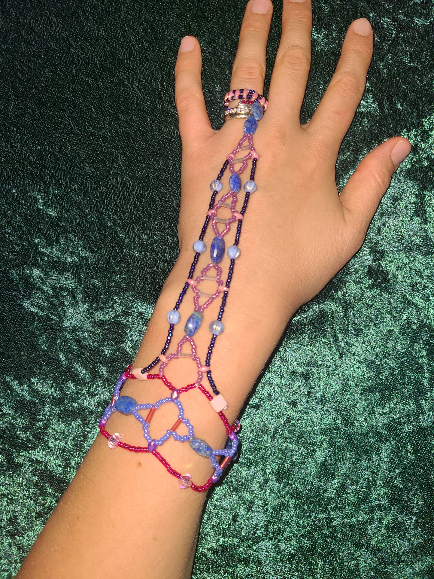 Lapis honeycomb hand chain