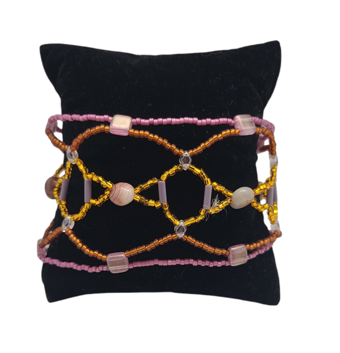 Crazy Lace Agate Honeycomb Helix Bracelet