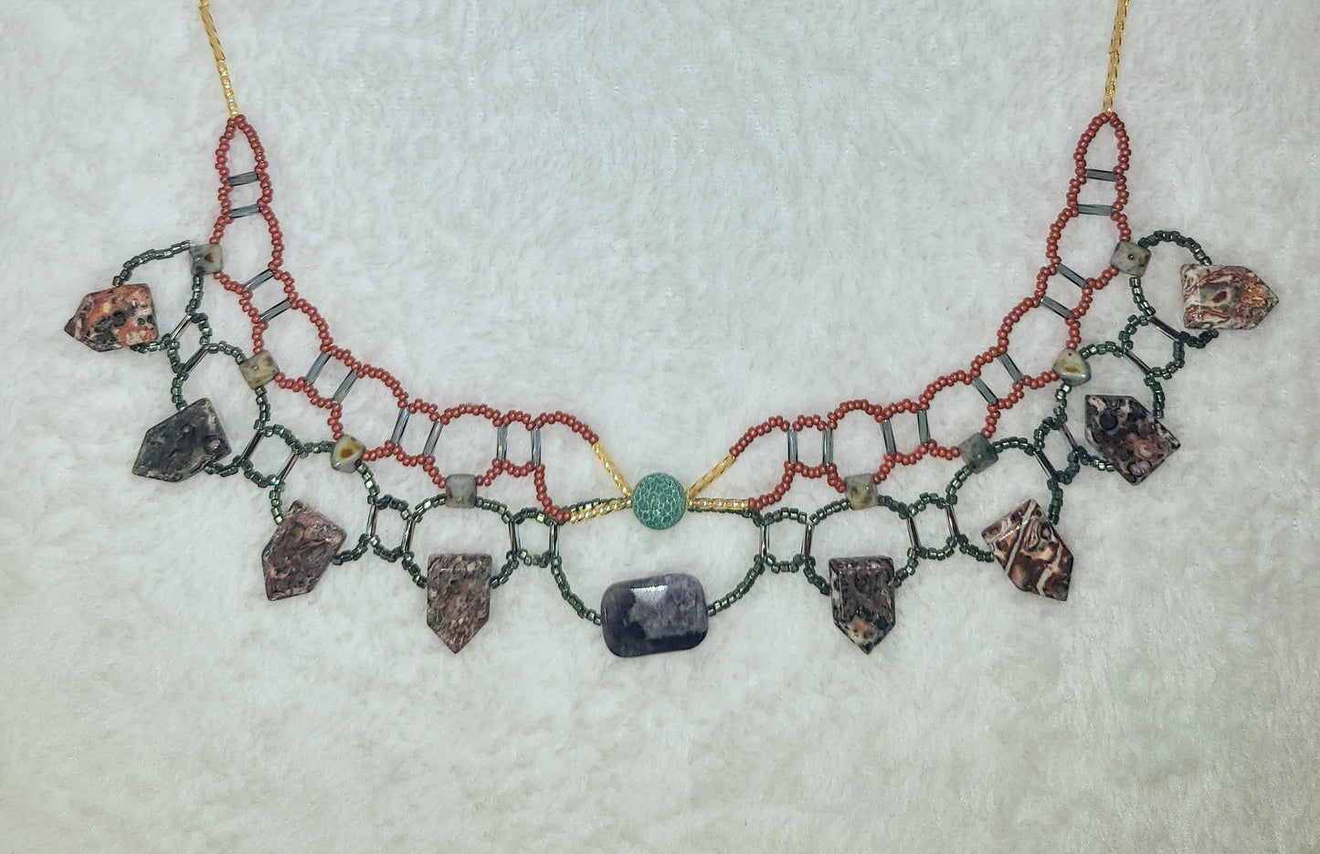 Picture Jasper Burnished Collar Necklace