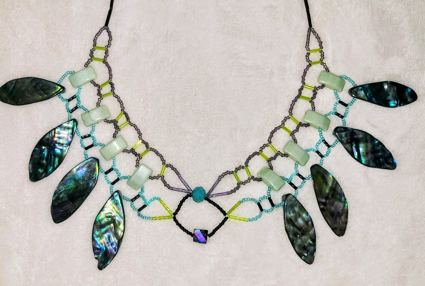 Aurora Borealis Abalone Burnished Collar Necklace