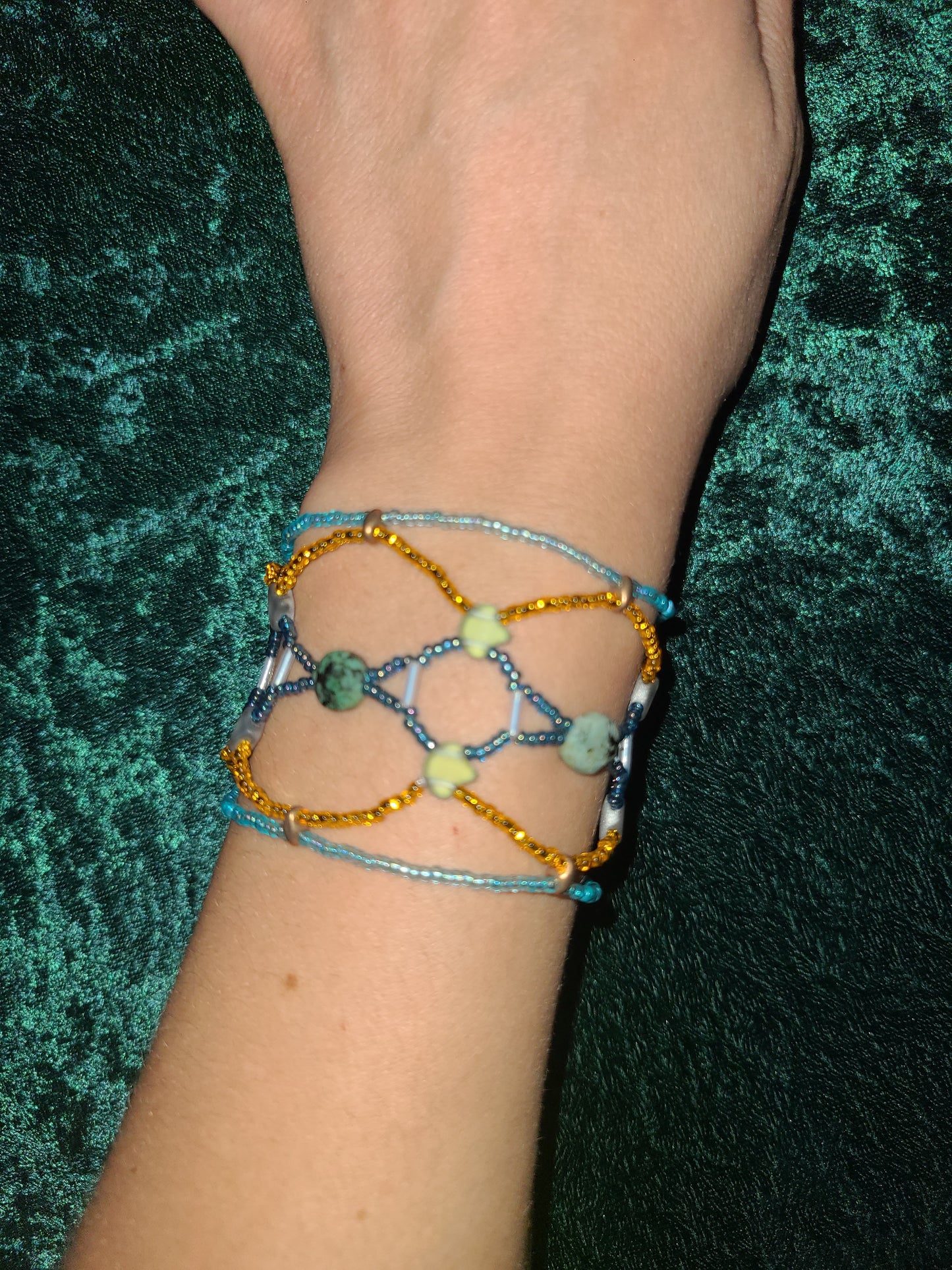 African Turquoise Honeycomb Helix Bracelet