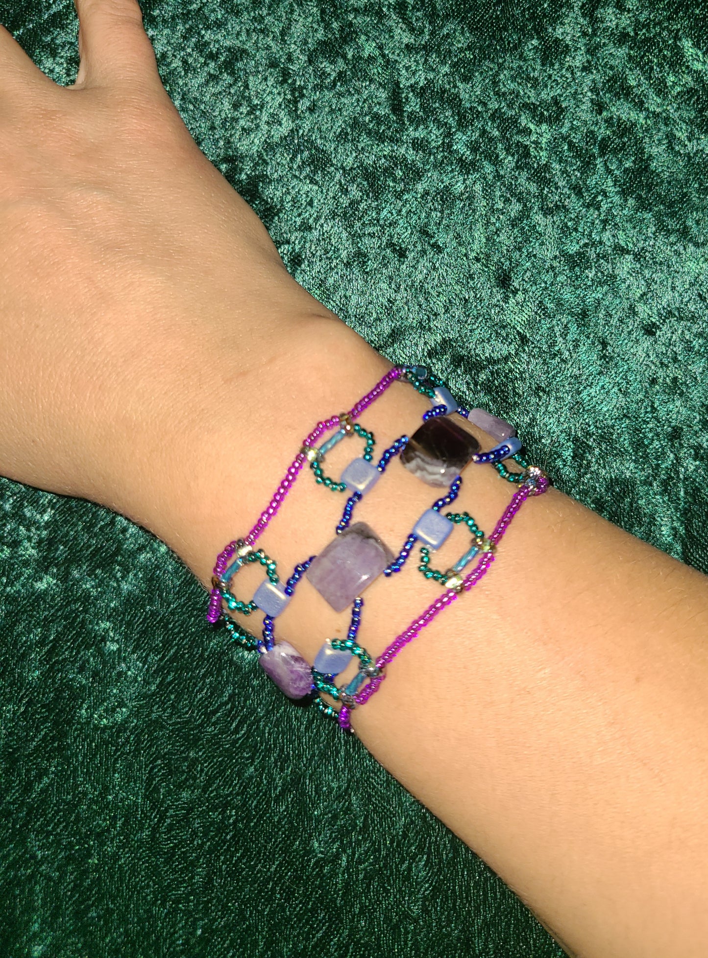 Cool-toned Amethyst Bohemian Dreamweave Bracelet