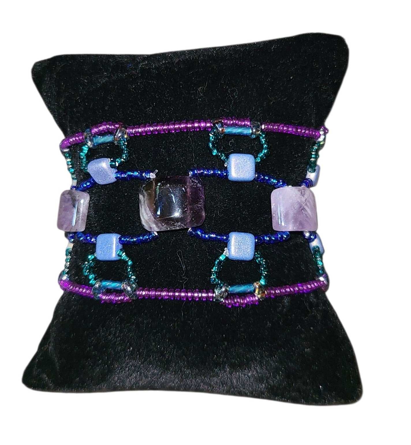 Cool-toned Amethyst Bohemian Dreamweave Bracelet