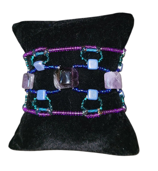 Cool-toned Amethyst Bohemian Dreamweave Bracelet
