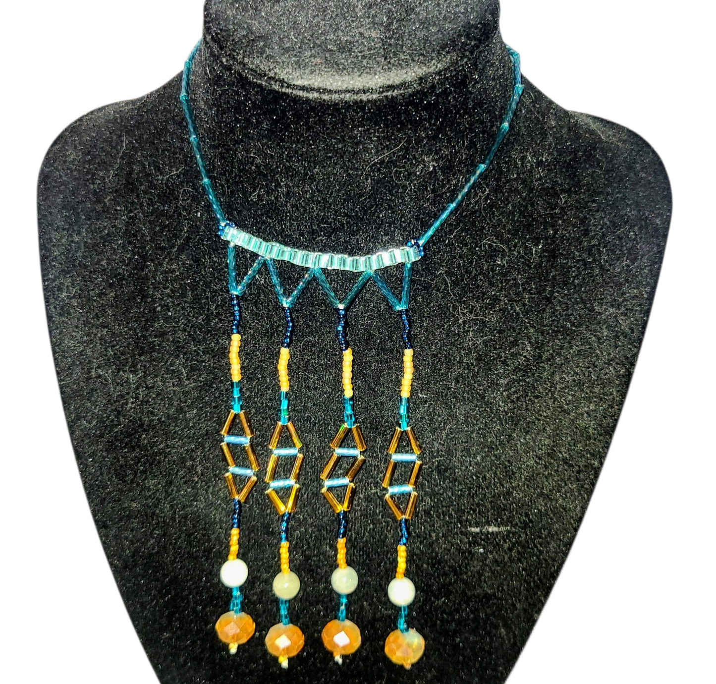 Aquamarine Chandelier Fringe Necklace