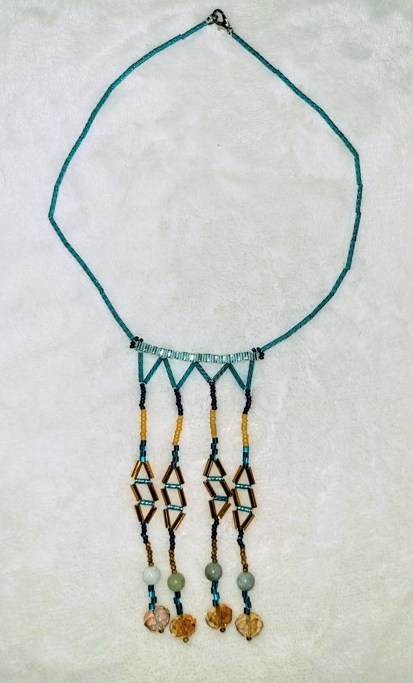 Aquamarine Chandelier Fringe Necklace