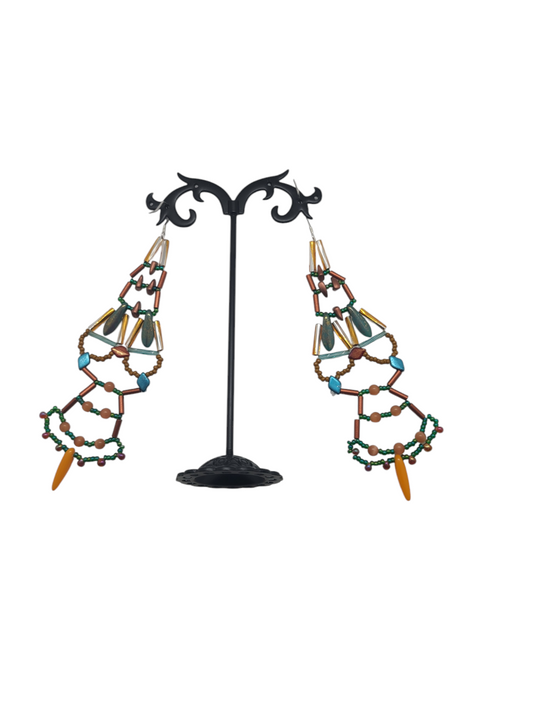 Autumn Teal Sunburst Chandelier Earrings