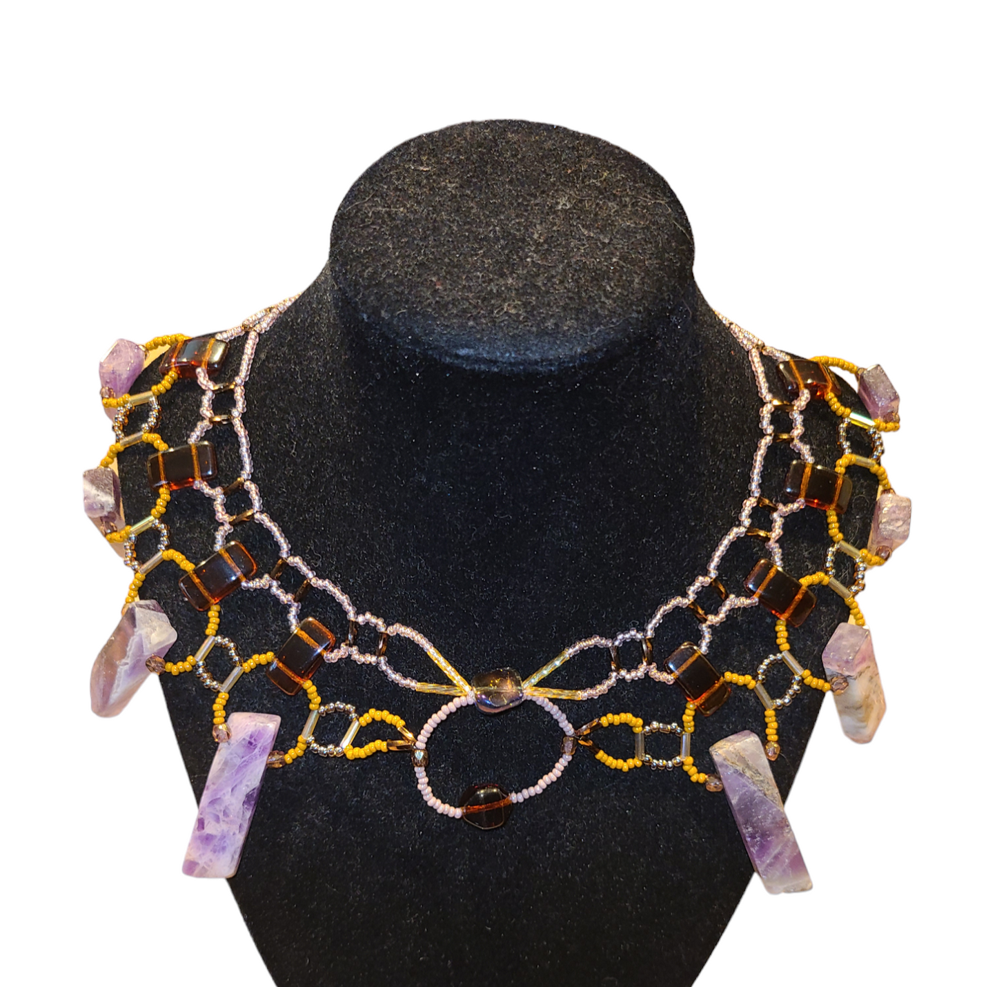 Autumn amethyst burnished collar necklace