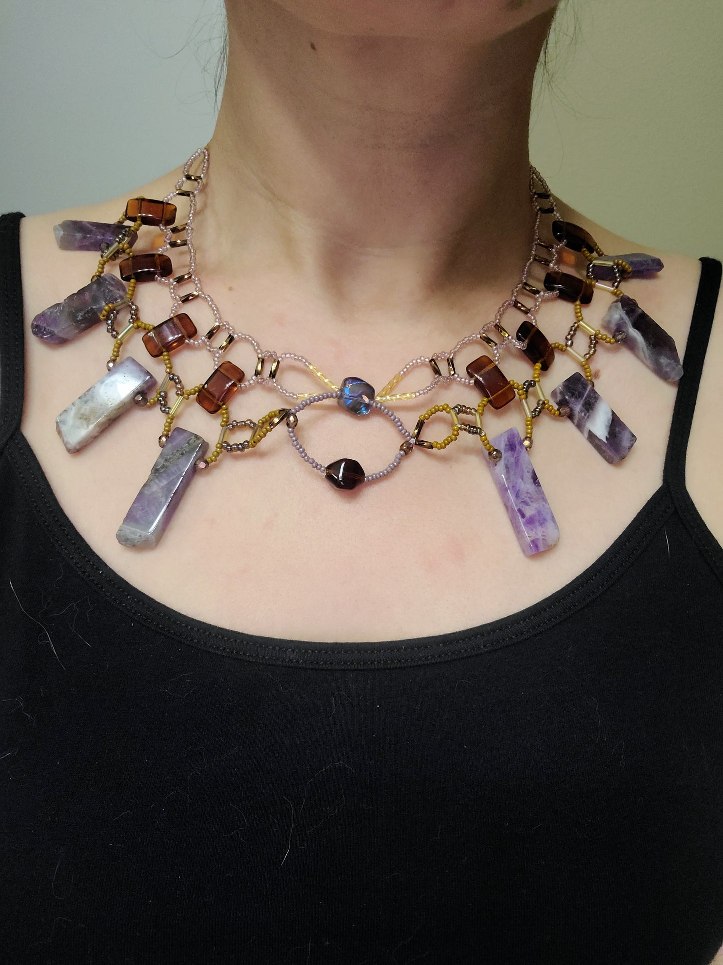 Autumn amethyst burnished collar necklace