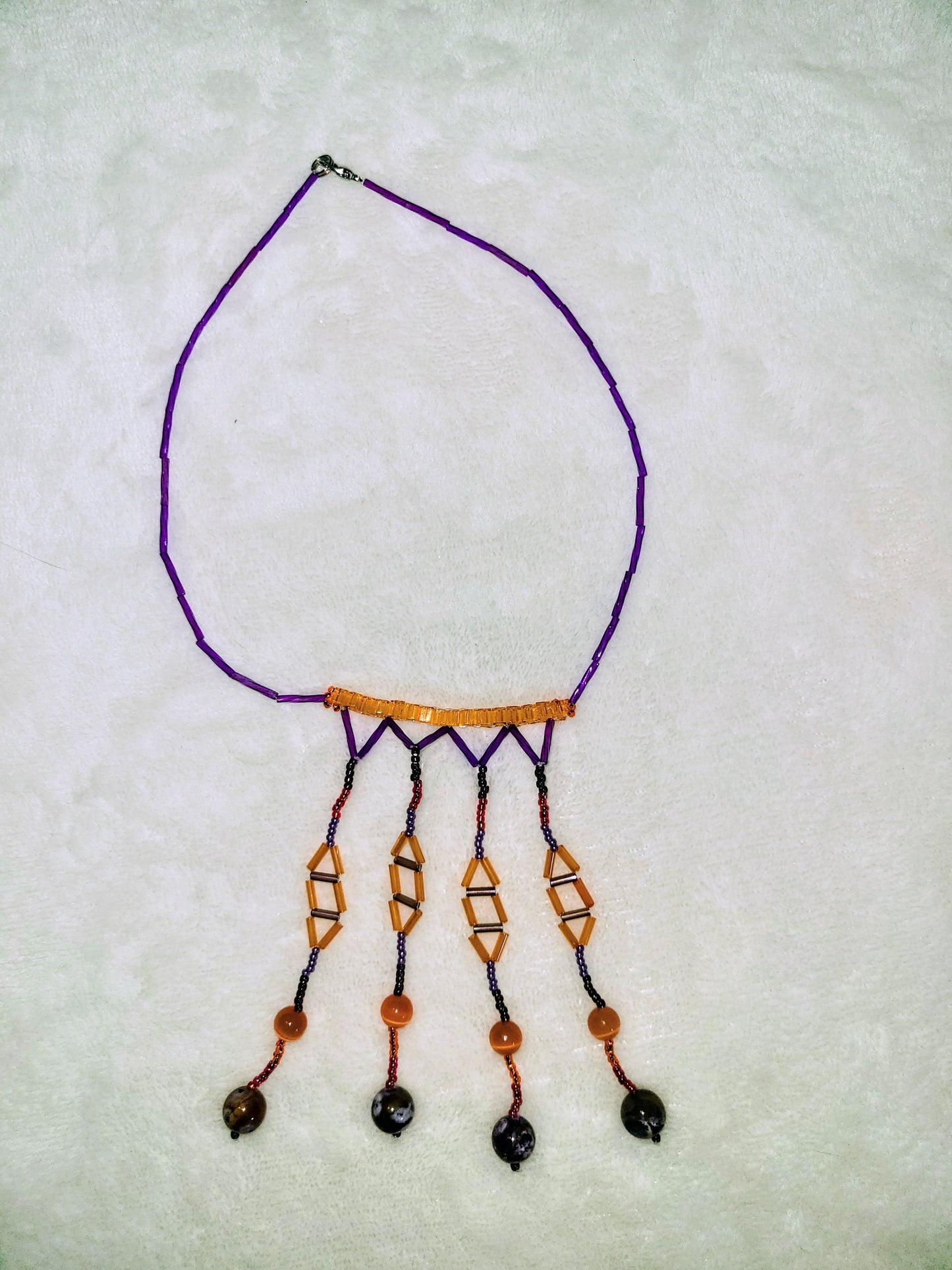 Bird of Paradise Agate Chandelier Fringe Necklace